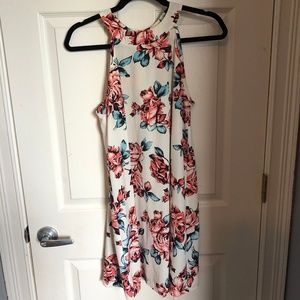 Pink, Teal, and White Floral Dress
